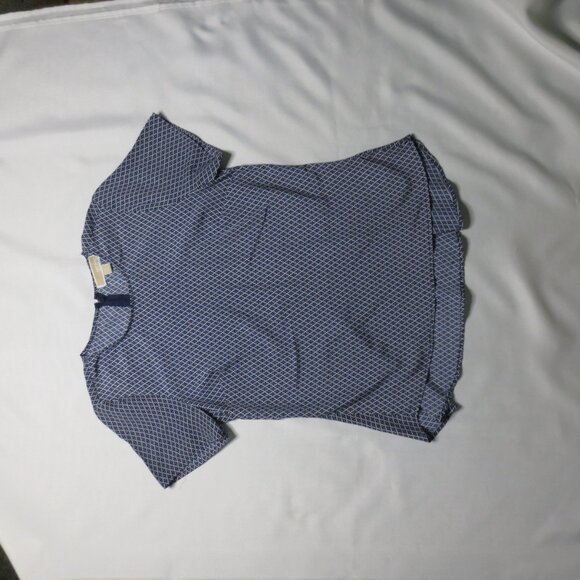 4/$14 MICHAEL KORS womens BLUE white TOP shirt BLOUSE career SHORT SLEEVE SIZE M - Picture 11 of 11